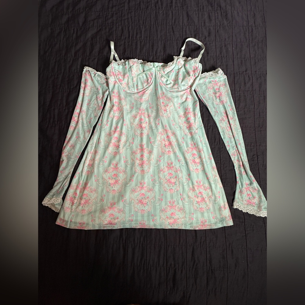 Sugar Thrillz Dolls Kill Ardent Affection Regency Floral Cold Shoulder Dress